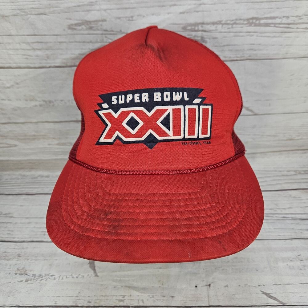 Super Bowl XXIII Vintage Trucker Cap Winston 1988 Snapback Hat Red Dingy
